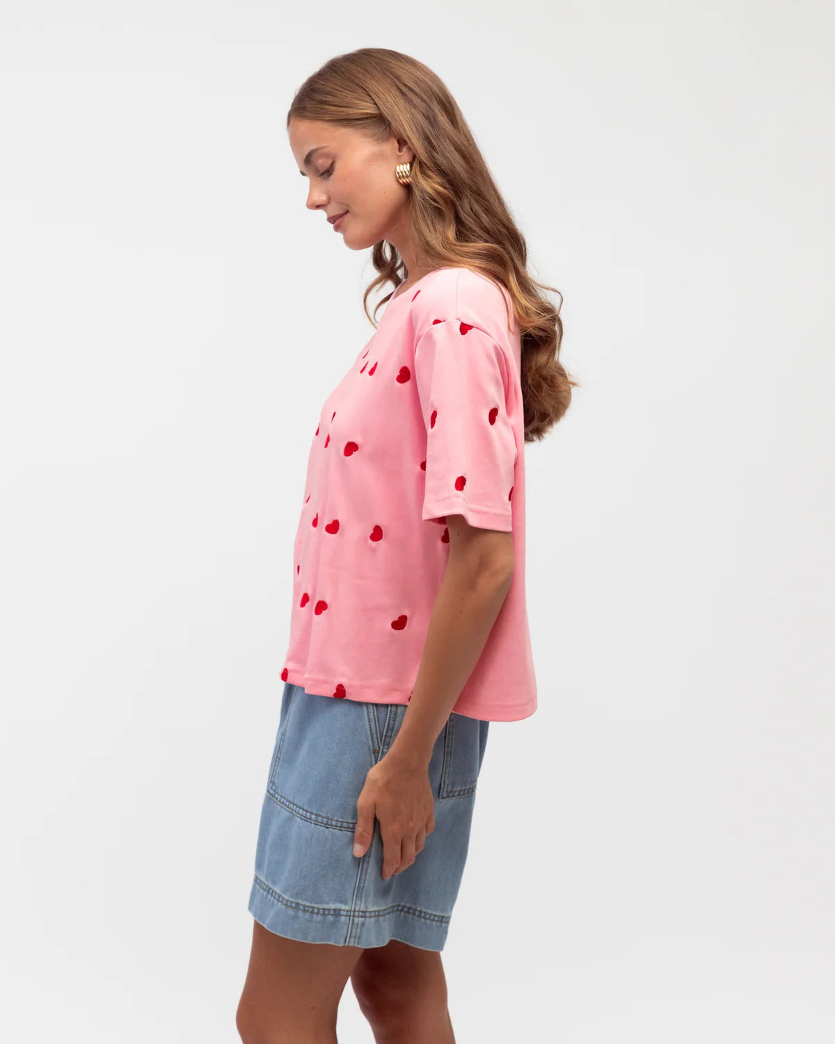 LOL70939  Heart embroidered tee