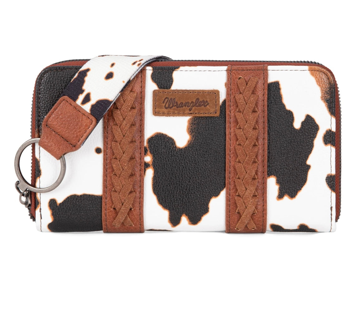 WG133-W006 Wrangler Cow Print Wallet -Brown