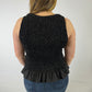 LJC5406 LJC Alma Linen Shirred Top - Black