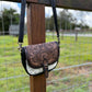 AE2493BRN Floral Brown Hide Leather Crossbody