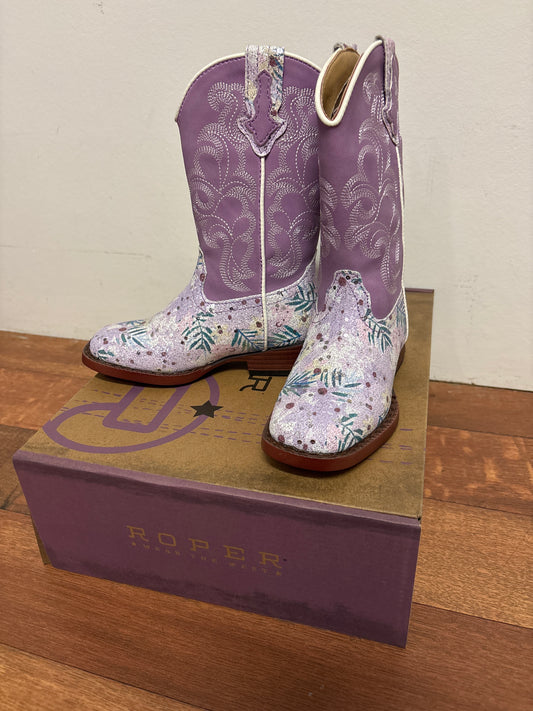 09-018-1901-2928 Roper Kids Glitter Floral White Glitter/ Purple