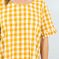 32851-2RTG Gingham Women's Top Mustard