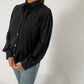 VT81416  Collared Tie Neck Button Blouse - Black