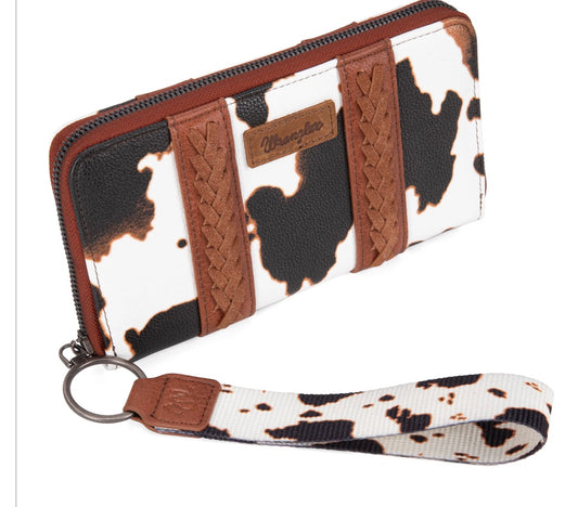 WG133-W006 Wrangler Cow Print Wallet -Brown