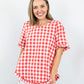 32851-2RME Gingham Women's Top Red