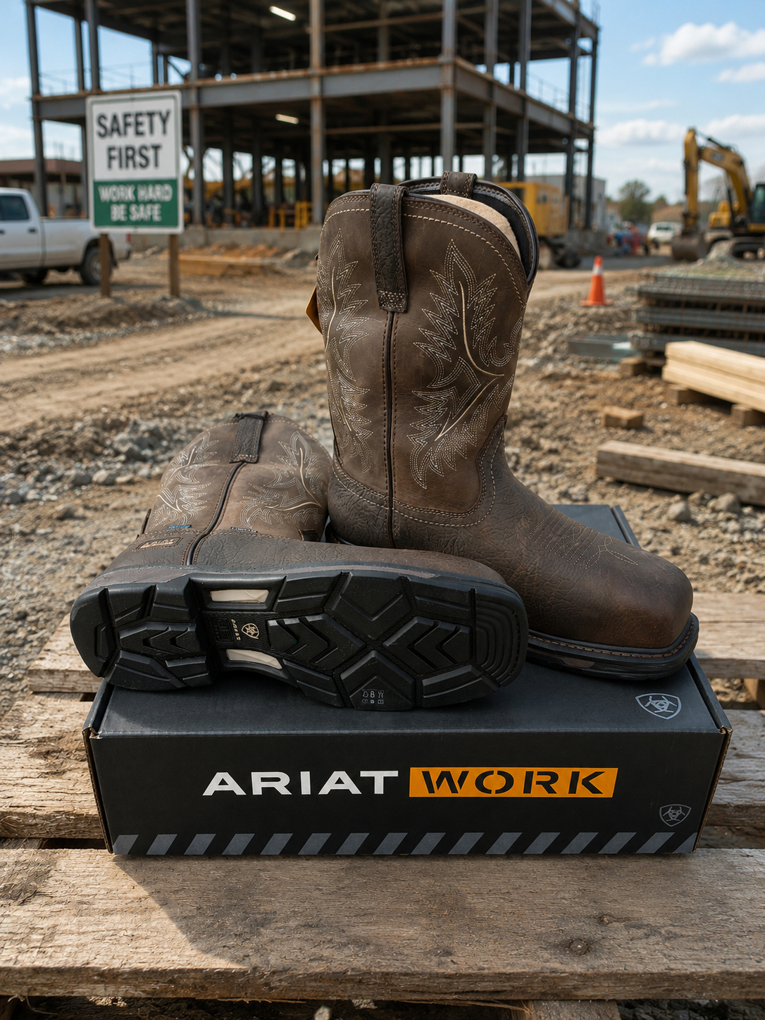 10074289 Ariat Men's Workhog XT H20 West Carbon Toe Bruin Brown/Mocha