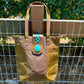 35322 Brown Leather Travel Tote Bag  With Turquoise Stone