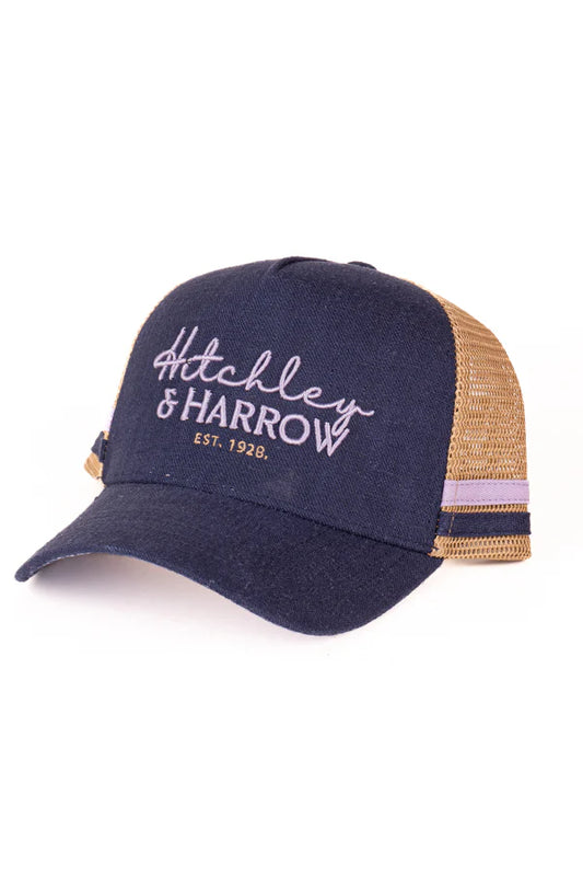 H2233 Hitchley & Harrow Trucker Cap Navy, Camel & Lilac