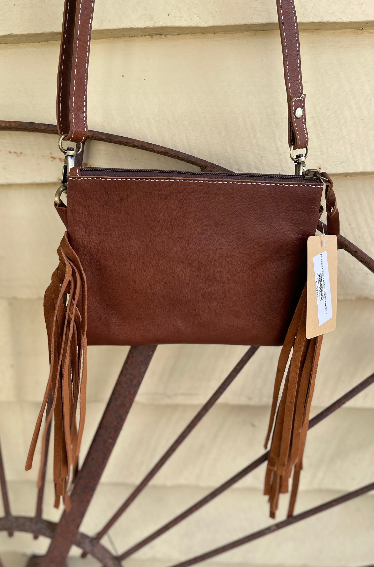 AE2283 Cece Leather Cow Hide Tassel Crossbody