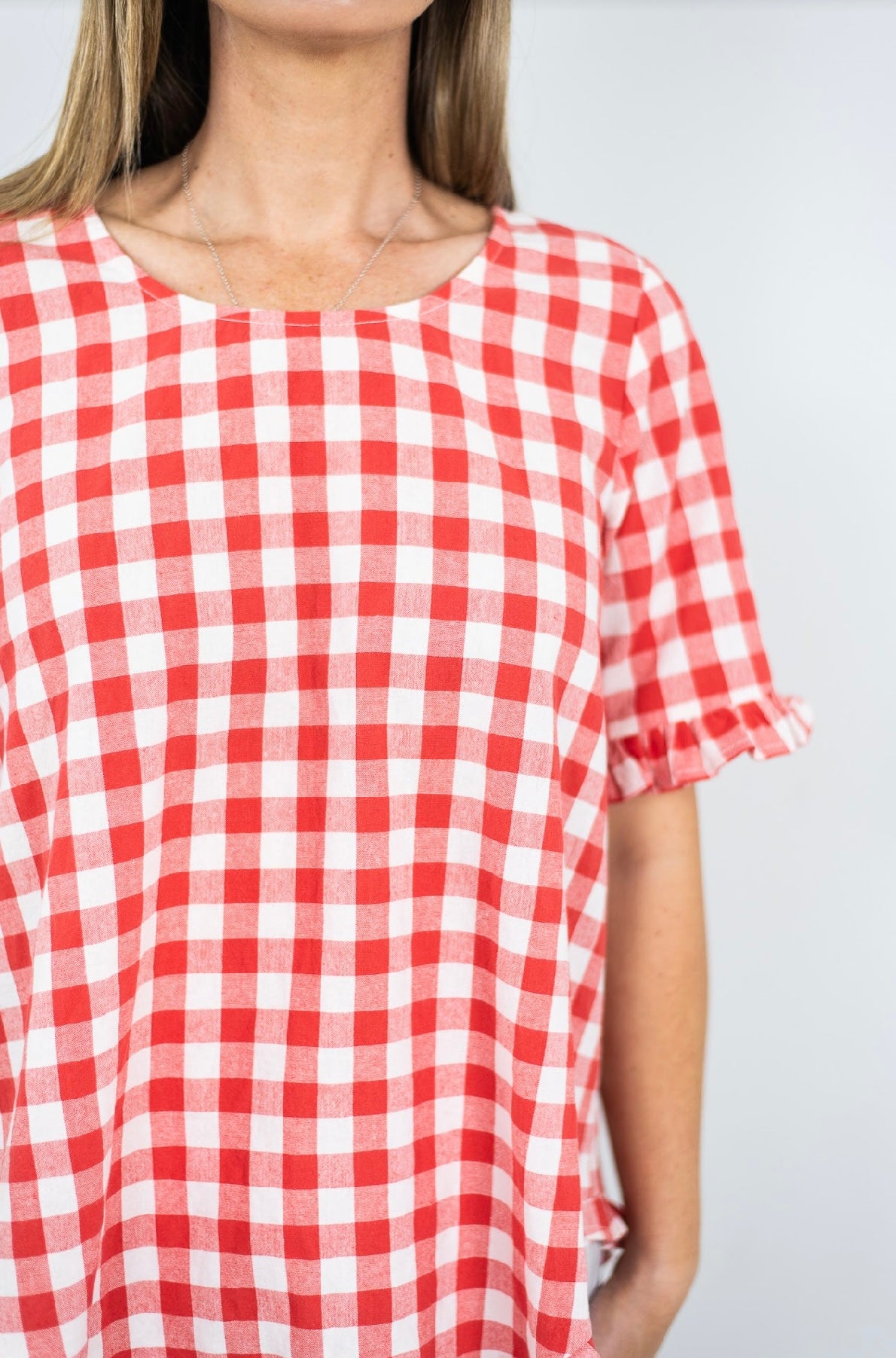 32851-2RME Gingham Women's Top Red