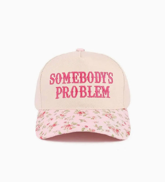 Z1B-U769FLORAL Somebody’s Problem embroidered Tab Embroidered Trucker Cap