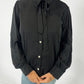 VT81416  Collared Tie Neck Button Blouse - Black