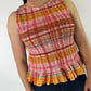 LJC5418 LJC Alma Cotton Shirred Top - Pink Plaid