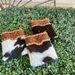 AE2502 Alaina Leather Hide Small Crossbody Black & White