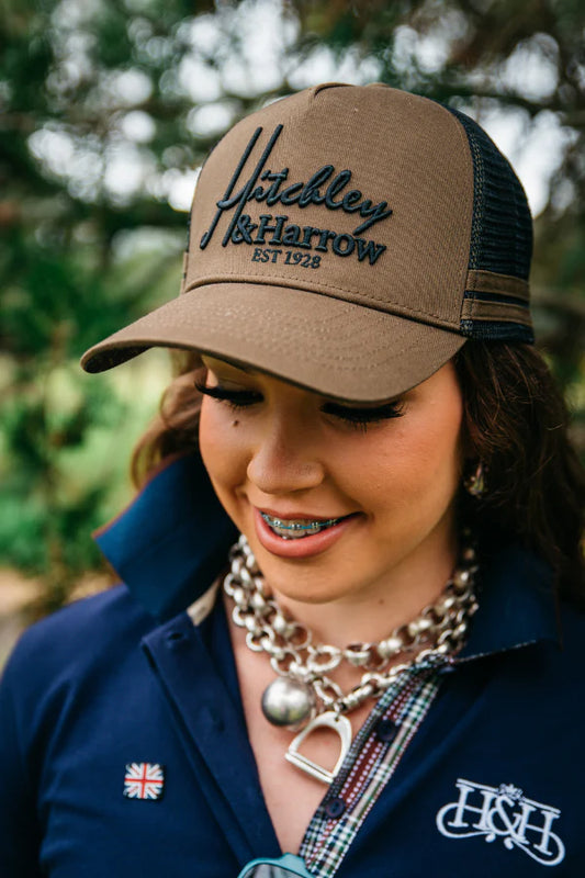 H2234 Hitchley & Harrow Trucker Cap Khaki and Black