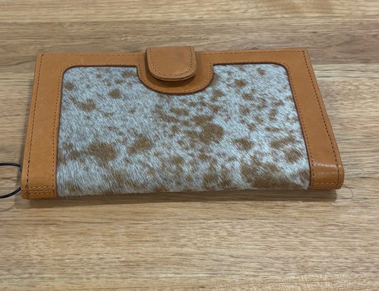 TDE048TAN Los Angeles Cowhide Purse Tan & White