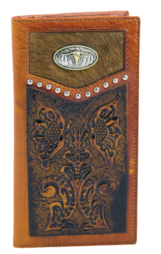5015-A Brigalow Steerhead Floral Tooling With Hide Wallet