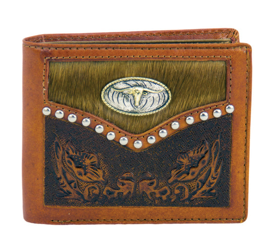 5015-B Brigalow Steerhead Floral Tooling With Hide Wallet