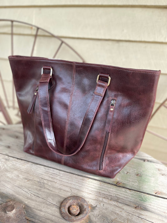 AE2544 Indiana hide leather handbag Brown