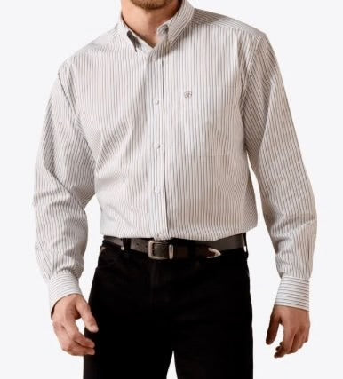 10071745 Ariat Men’s wrinkle free Cory Classic fit LS Shirt White stripe