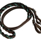 33981 (5651) Showman Miracle Braid Leather Contest/Roping Reins Dark Oil