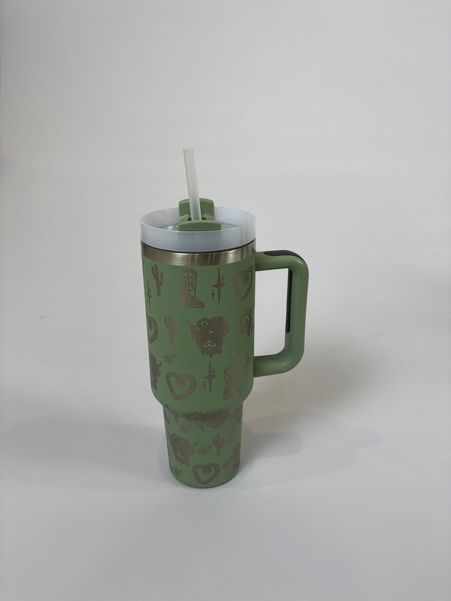 30172 Tumbler Hot Double Wall 40oz H2.0 Stainless Steel Cow Head Sage