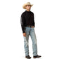 10071685 Ariat Men’s team logo lightweight twill Classic Fit LS shirt Black/ Grey