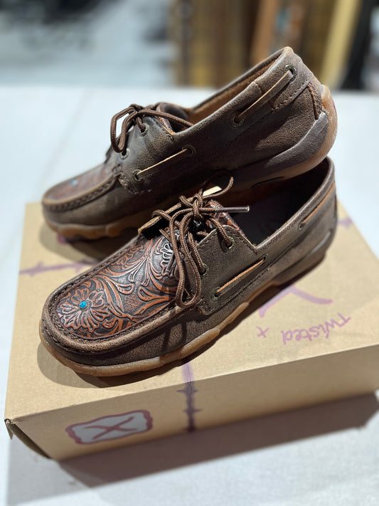 TCWDM0005 Twisted X Women's Tooled Floral Lace Up Moc's