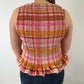 LJC5418 LJC Alma Cotton Shirred Top - Pink Plaid