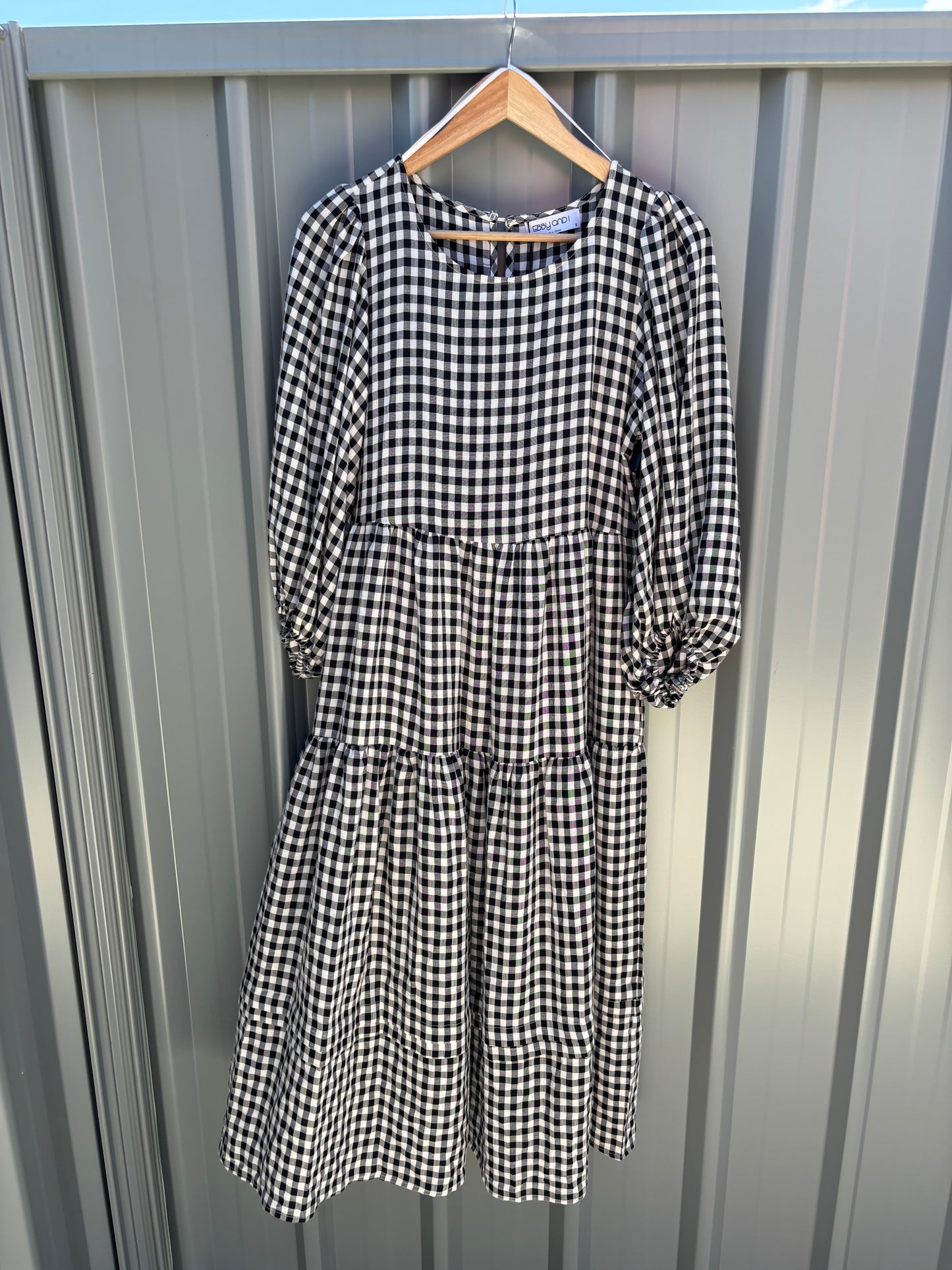 VV9441 Gingham Women's Maxi Dress Black & White