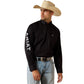 10071685 Ariat Men’s team logo lightweight twill Classic Fit LS shirt Black/ Grey