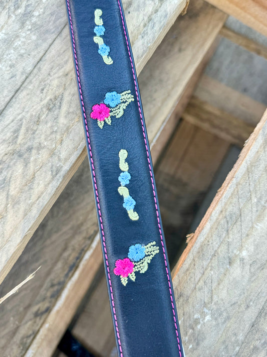 N4434401-28 Blazin Roxx Girl's Black & Floral Belt