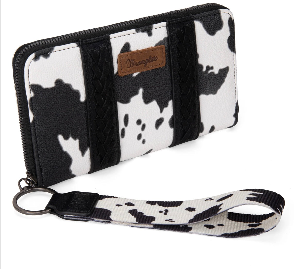 WG133-W006 Wrangler Cow Print Wallet -Black