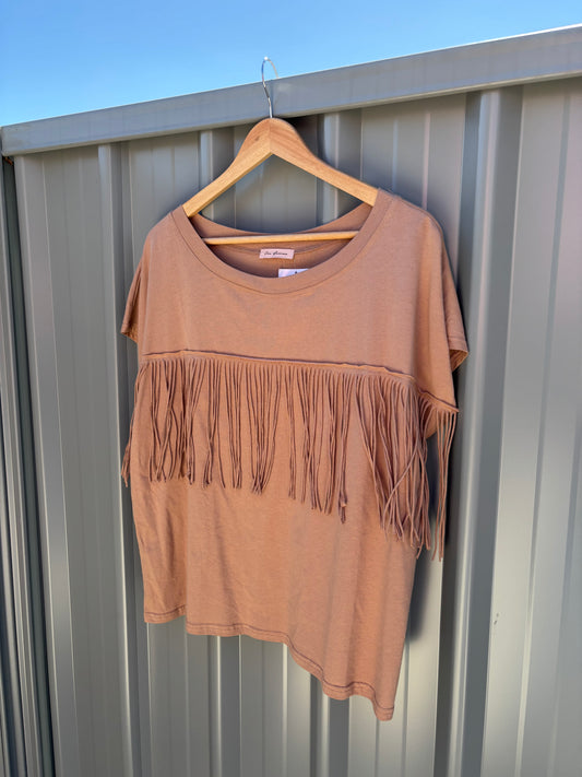 TAT406 Fringed Women's Bone Tee