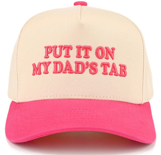 KD-TCM0051HPNK Kids Put it on my dads tab Embroidered Trucker Cap