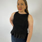 LJC5406 LJC Alma Linen Shirred Top - Black
