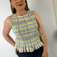 LJC5412 LJC Alma Cotton Shirred Top - Blue Plaid