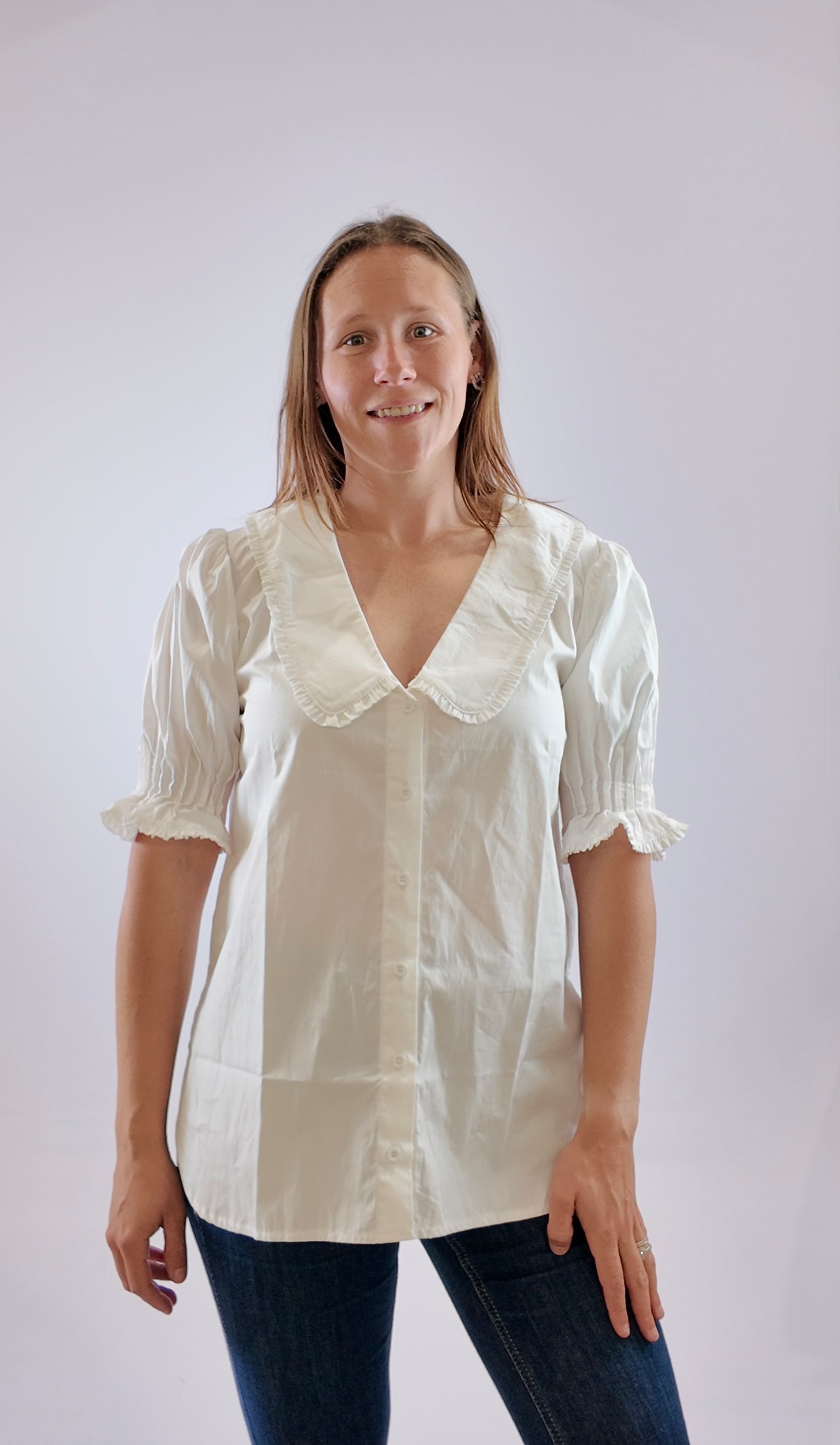 LJC429  LJC Rosie Cotton Shirt - White poplin