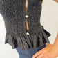 LJC5406 LJC Alma Linen Shirred Top - Black