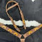 8048 Showman Leather Sunflower Bridle and Brest Plate Set