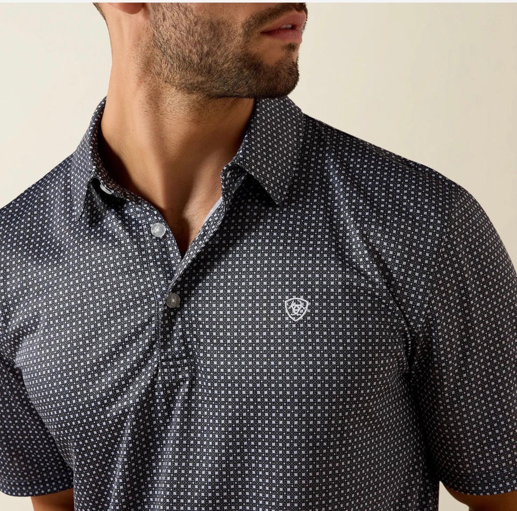 10071494 Ariat Men’s all over print polo Sky Rocket Pineheel Geo print