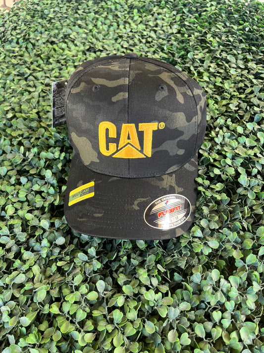 W01700.11790 CAT Trademark Stretch Fit Night Camo Cap