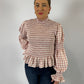 LJC9722  LJC Violet Cotton Shirt - Blush Gingham
