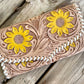 AE4298 Leather Carved Sunflower Purse