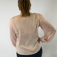 VT81416-A Polka Dot Collared Tie Neck Button Blouse - Blush & Black