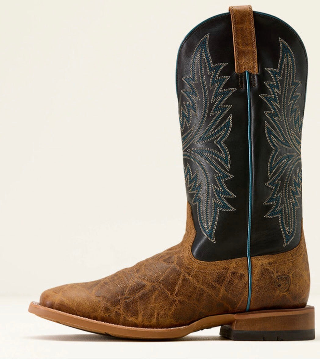 10074153 Ariat Mens Cowhand Western square toe Smoked Tan/ True Black
