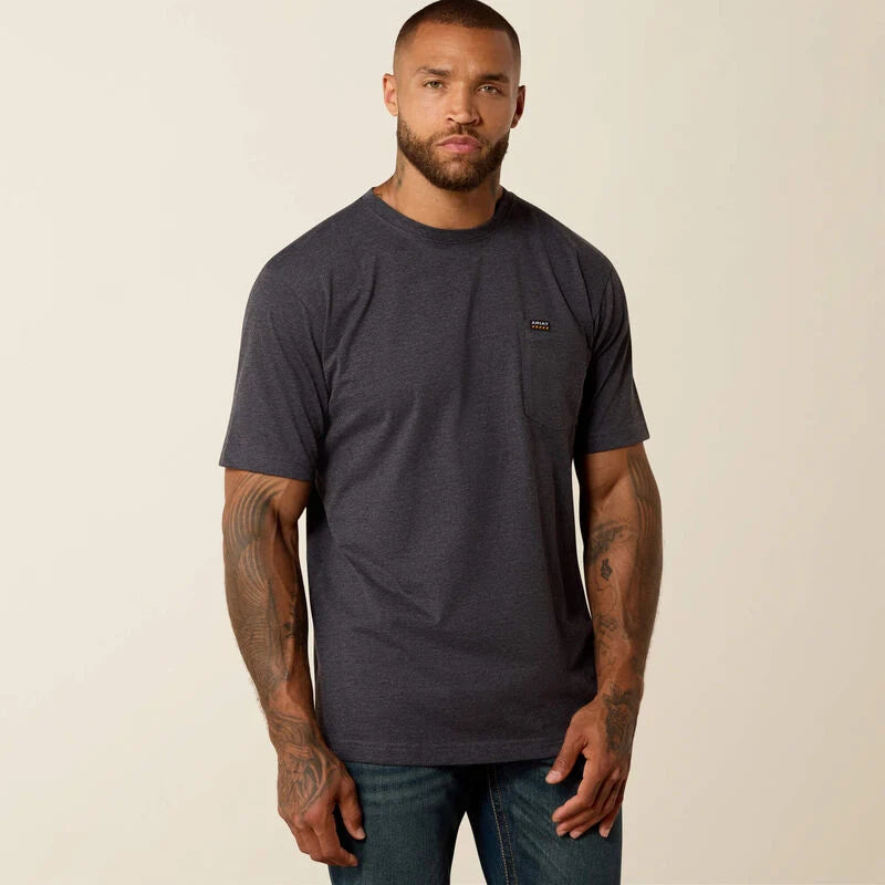 10071365 Ariat Men’s Rebar Cotton strong Skull tee charcoal heather