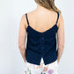 T1765-NY Scallop Women's Lace Trim Singlet Navy