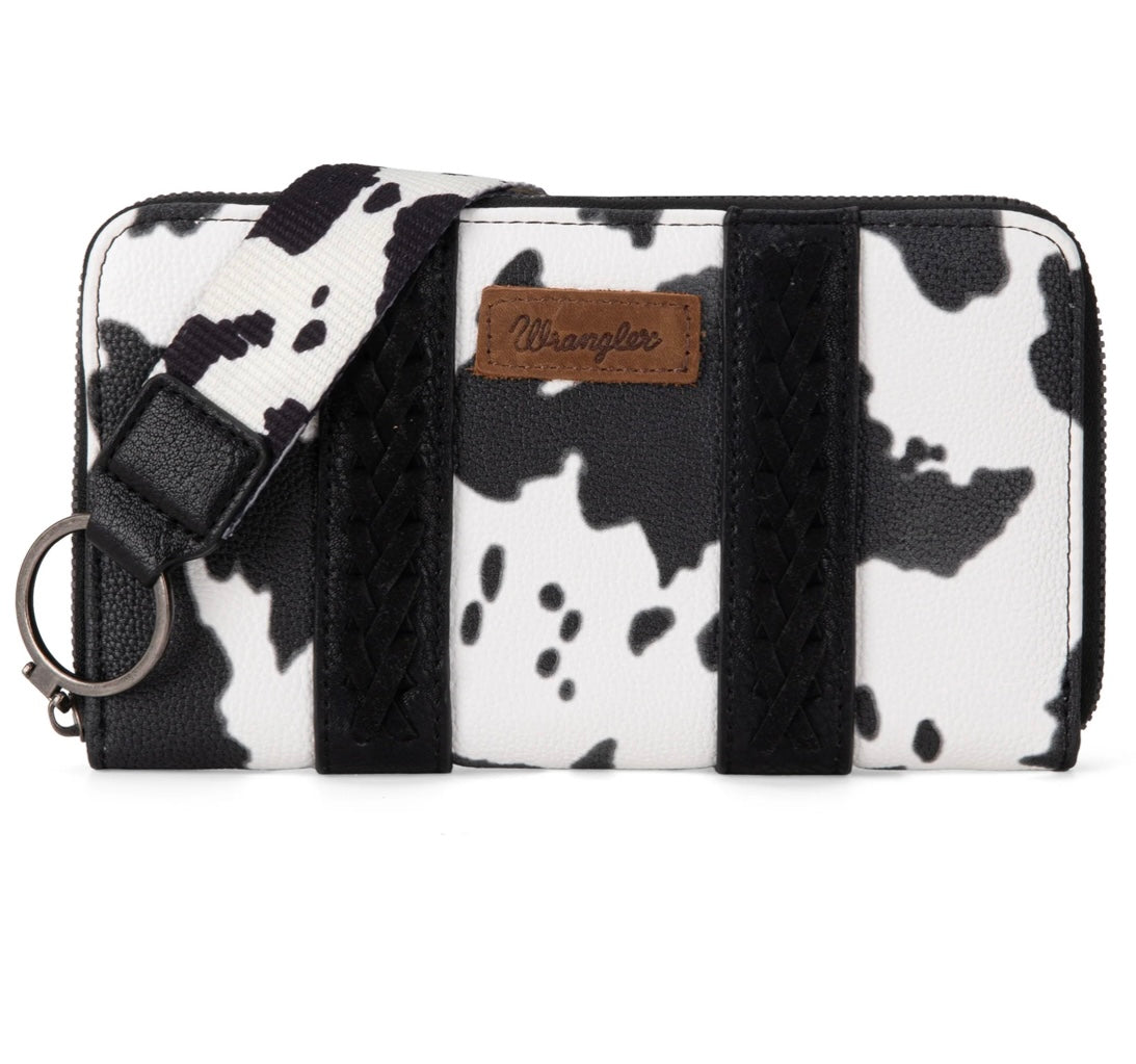 WG133-W006 Wrangler Cow Print Wallet -Black