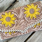 AE4298 Leather Carved Sunflower Purse